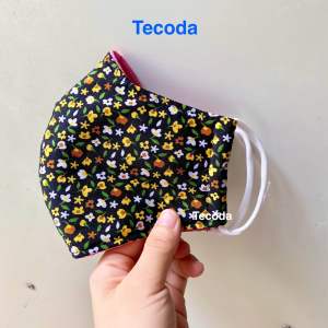 Khẩu Trang Vải Chống Nắng Nữ 3 Lớp Cotton Vải Thoáng Mát Che Mặt Chống Bụi Hình Hoa Tecoda