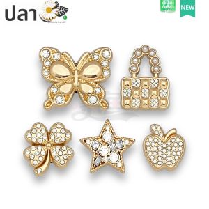 หัวเข็มขัดโลหะ หัวเข็มขัดประดับสัตว์ปีกนก หัวเข็มขัดประดับลูกปัดเพชร หัวเข็มขัดประดับโซ่ DIY สำหรับรองเท้า HUABIN