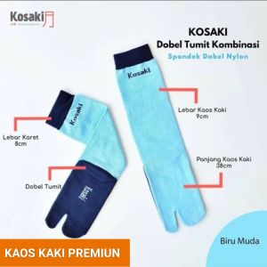 Kaos Kaki Muslimah Kosaki KOMBINASI M Kaos Kaki Jempol Kaos Kaki Dobel Tumit Dobel Nylon-BIRU MUDA
