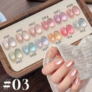 MIANEL 12ML 1-12pcs Jiannan Bistro Cat Eye Gel Nail Polish Blue Nails White Nails Pink Nails Nail Art Use Nail Supplies