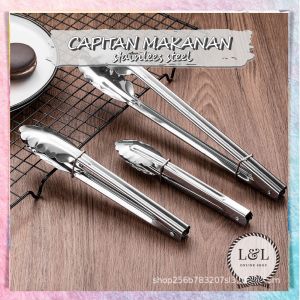Capitan Gorengan Stainless BBQ Kue Jepitan Makanan Tahan Panas Japitan Gorengan Jepit Pencapit Makanan