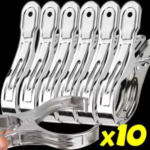 10Pcs Stainless Steel Beach Towel Clips Large Laundry Drying Windproof Clamp Clothes Pegs Quilt Blanket Hanger Clothespins