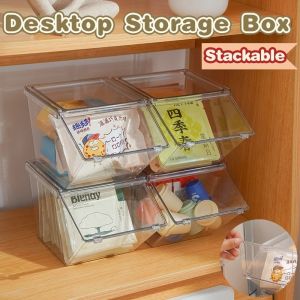 Desktop Flip Storage Box Dustproof Stackable Clear Tea Bag Storage Container Box