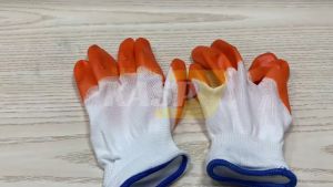 12 Pair Orange Rubber Gloves Construction And Anti Slip And Wear Resistant Cotton Gloves