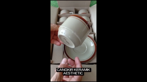 Gelas Set Cangkir Kopi Keramik Aesthetic Coklat 1 Pack 6pcs