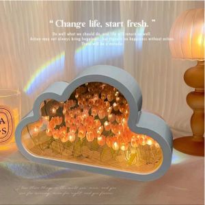 🎁 Original Product + FREE Shipping 🎁 Cloud Mirror Tulip Lamp - DIY Tulip Night Light Handmade LED Cloud Tulip Lamp Simulation Flower Bedroom Sleeping Table Lamp Atmosphere Light