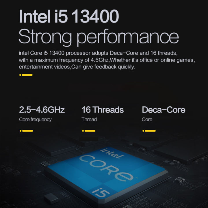 13th gen i5 Desktop Computer Full Set Intel Core I5 13400 Deca core 16G ...