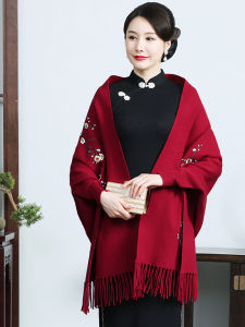 Autumn Winter Cashmere Shawl Wedding Mother Matching Cheongsam Outer Spring Autumn Happiness Mother-in-law Sleeve Wedding Dress Cloak Coat