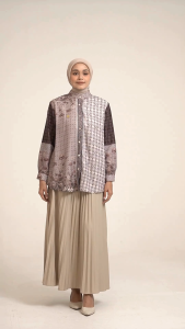 BELIFI | Adira Patchwork Shirt by Banou Atasan Kemeja Wanita Motif Etnik Kombinasi Premium