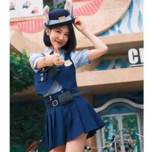 Zootopia Judy Rabbit Police Costume Set Adult Halloween Outfit Skirt Cosplay Clothing Theme Park Tour Matching Animal City