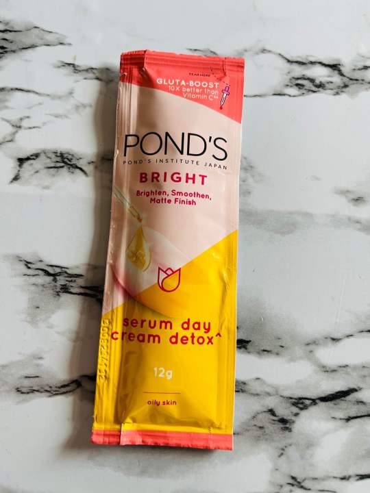 Pond's bright serum day detox with gluta boost 10x better than vitamin c  12g Skincare Serum Pond'S Brightening Serum Travel Size Serum - Lazada
