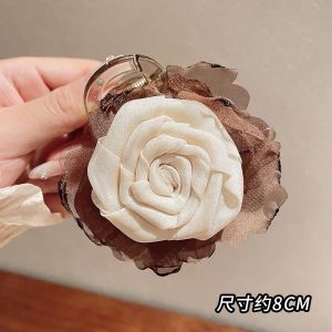 Dry Rose Hair Clip Womens Elegant New 2024 Shark Tail Hair Clip Half Updo Flower Headwear Korean Style Fresh out Fashion Jewelry
