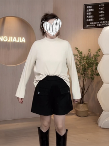 plus Size Half High Collar Base Shirt Womens Slim Fit T-Shirt Autumn Winter Meat Concealing Commute Style Korean Version