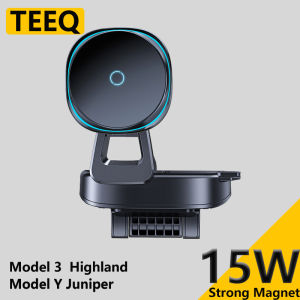 TEEQ Car Phone Holder For Tesla Model Y Juniper Model3 Highland  Adjustable Magnetic Wireless Charging Cooling Mount Support