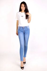Celana Jins Cewek Dewasa Terbaru JSK 9130 Kece Bahan Melar Skinny Biru Muda