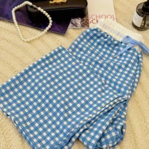 กางเกงขายาวทรงหลวมเอวสูงลายสก็อตสำหรับผู้หญิงในช่วงฤดูร้อน กางเกงขายาวทรงหลวมสบายๆ สไตล์เกาหลี กางเกงขายาวทรงตรง