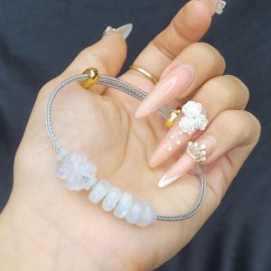 Vòng cáp cỏ 4 lá ngũ điếu đá mặt trăng Moonstone  - Phong Thủy TUDO