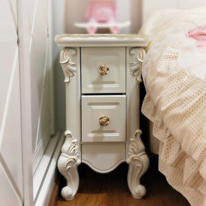 ตู้ข้างเตียงมินิสไตล์ยุโรปตู้เก็บของแบบแคบเรียบง่าย ตู้ข้างเตียงขนาดเล็ก ที่มีขนาด 5-6 ตู้ เก็บของตู้เล็กแบบสองลิ้นชักโต๊ะ โทรศัพท์สไตล์คันทรี่