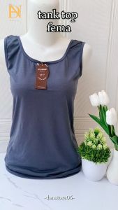 DANSTORE- 3pcs Tank Top Wanita Fema Tali Besar / Singlet Wanita Tali Besar Merk Fema / Tank Top Wanita Tali Lebar Hitam Dan Warna