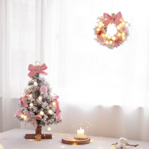Christmas Tree Set K-style 45/60cm Small Mini Luminous Flocking Christmas Tree Desktop Furnishings Ornaments