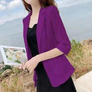 Lieoyuarn | Cotton Linen Slim Fit Womens Blazer Jacket Lightweight