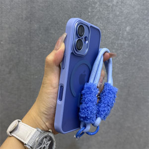 เคสโทรศัพท์แบบครอบเต็มพร้อมฟิล์มเลนส์สำหรับ Apple 16 pro Max 15 pro 14 13 12 plus ดีไซน์สร้างสรรค์ ดีไซน์เล็ก ดีไซน์ Far Peak Blue C-Magnetic