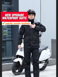RAINPRO Storm-Grade Full-Body Motorcycle Raincoat Suit: Two-Piece Reflective Rain Gear
