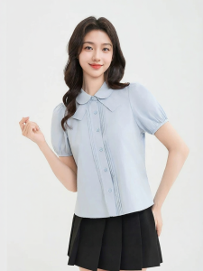 SANFU | New Summer Pleated Design Peter Pan Collar Shirt