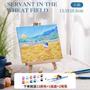 3D Sturdy Gypsum Relief Painting DIY Children Coloring Gypsum Doll White Blank Artwork Decoration Painting Toy Acrylic Paint Digital Oil Painting Handmade Van Gogh Series Complete Set