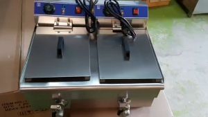 หม้อทอดไฟฟ้าอ่างคู่ 16ลิตร หม้อทอดเฟรนฟรายไฟฟ้า ZB-102V มัลติฟังก์ชั่น เชิงพาณิชย์ 8L