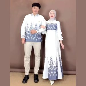 KINANTI DRESS BAJU TENUN COUPLE PUTIH BAJU PASANGAN RAYA