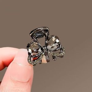 Korean Style Exquisite Black Crystal Bow Small Grab Clip for Women Alloy Cute Hair Clips Mini Hair Claw Fashion Hair Accessories