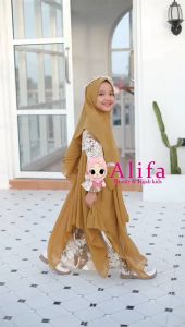 Set Gamis Anak Rellia Kids Vol.3 - Bahan Viscose Motif Floral Warna Lavender/Denim/Olive Usia 12-14 Tahun