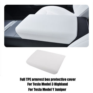 Premium Leather Center Console Cover for Tesla Model Y Juniper Model 3 Highland Non Slip Armrest Protector Interior Upgrade