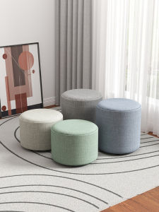 Modern Minimalist Cloth Art Small Stool Home Living Room Sofa Fabric round Stool Short Stool Doorway Shoe Replacement Stool Seat Cushion