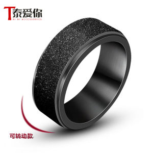 แหวนหมุนไดอะล็อกไททาเนียมสำหรับผู้ชายและผู้หญิง เครื่องประดับมือสุดเก๋ แหวนนิ้วชี้แบบเคลื่อนที่ แหวนทรงกลม สไตล์เกาหลี