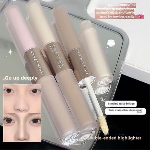 Sweet Mint Dual-Head Matte Highlighting Liquid Contouring Cream Facial Illuminator Dry Oil Skin Toning Shading Beauty Tool
