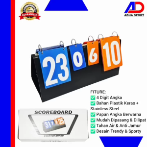 Score Board Counter Board Papan Skor Olahraga Futsal Badminton Pingpong 4 Digit