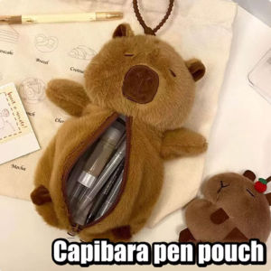 Polocat Large Capacity Capybara Pen Bag Animal Doll Zipper Cartoon Capybara Doll Soft Cute Capibara Pencil Pouch