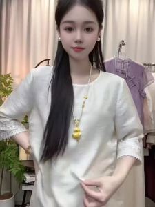 Traditional Chinese Style Lace Embroidered Shirt for Women White Spring/Summer