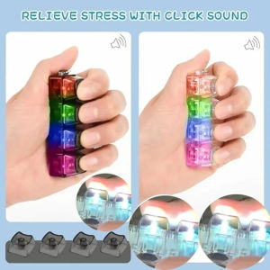 LED Keyboard Keychain Fidget Toy Crystal Clicker Sensory Toy for Stress Relief Keyboard Keychain Fidget Gadget for Adults Kid|||