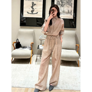 Stylish Petite Linen Shirt and Pants Set