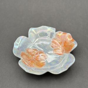 Creative Handmade Embossed Flower Pattern Dish Salad Western Dinner Plate Ceramic Japanese Style Home Fruit Serving Plate