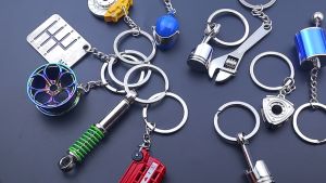 Car Parts Keychain Set | 3D Wheel/Brake/Shock Absorber Metal Key Ring