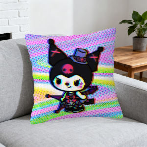 Sanrio | 1PC Kuromi Sanrio Cute Pillow Case Short Plush Double-Sided Printing Home Machine Washable in Warm Winter Cushion Cover