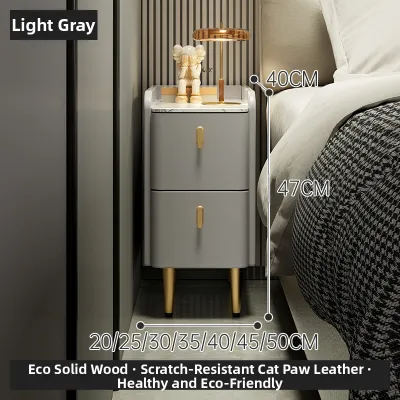 ZHUSHANXIA | Ultra Narrow Solid Wood Nightstand Luxury Cream Style Small Bedside Storage Cabinet