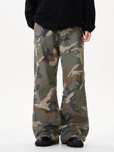 กางเกงขายาวทรงตรงลายพรางสไตล์อเมริกันสำหรับใส่ทำงาน CleanFit กางเกงขายาวทรงหลวมสำหรับผู้ชายและผู้หญิง กางเกงขายาวทรงตรง