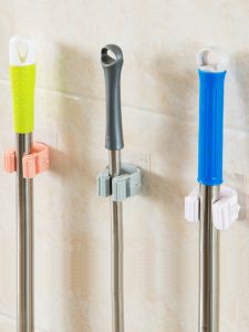 No Punching Hang Mop Rack Storage Rack Bathroom Mop Hook Bathroom Adhesive Hook Broom Hanger Booth Storage Clip