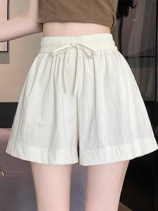 Quần Short Vải Lanh Cotton Ice Silk Cạp Cao Mùa Hè 2025 Phong Cách Mới Quần Ống Rộng Chữ a Rộng Rãi Thoải Mái Cho Nữ