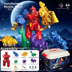 Magnetic Deformation Dinosaur Robot Combining Mech Educational Toy